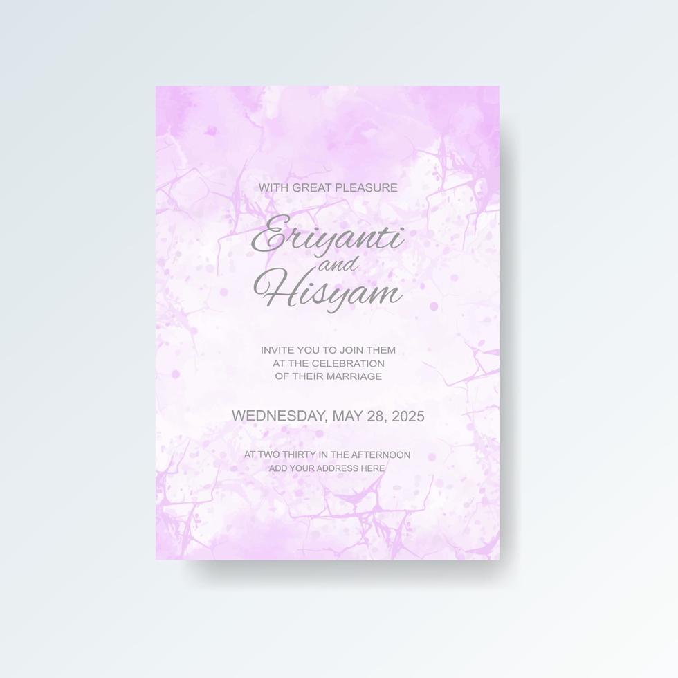 Watercolor wedding invitation card. Beautiful wedding card watercolor with splash. vector