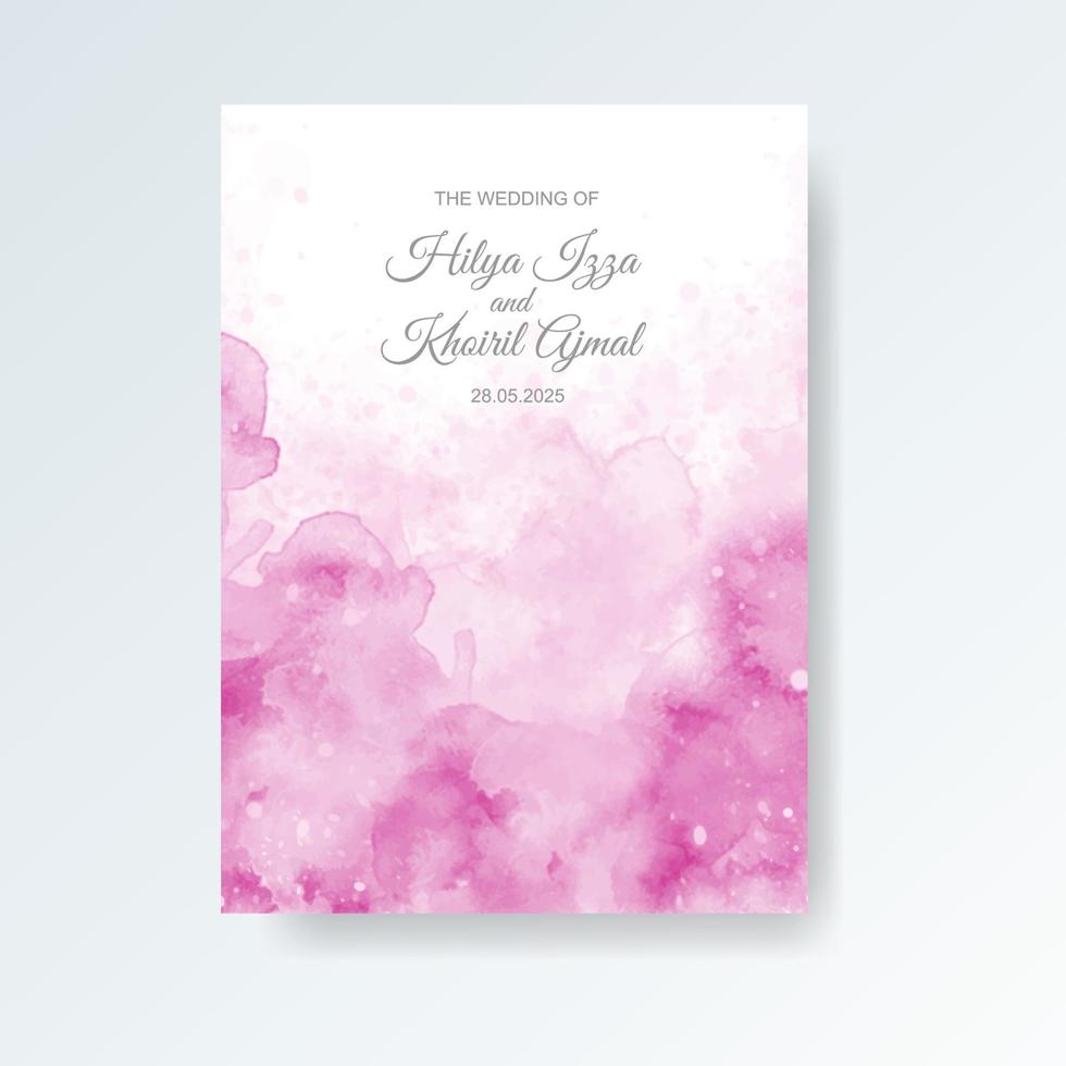 Watercolor wedding invitation card. Beautiful wedding card watercolor with splash. vector