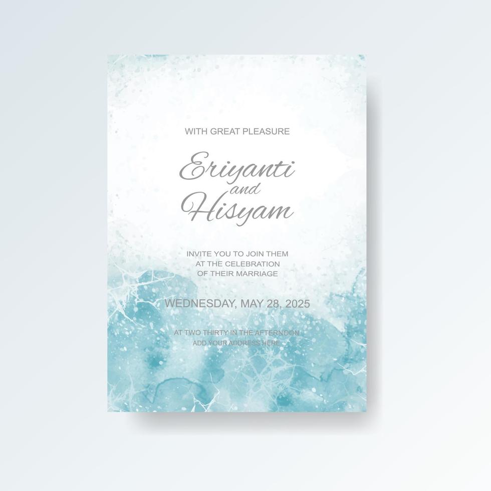 Watercolor wedding invitation card. Beautiful wedding card watercolor with splash. vector