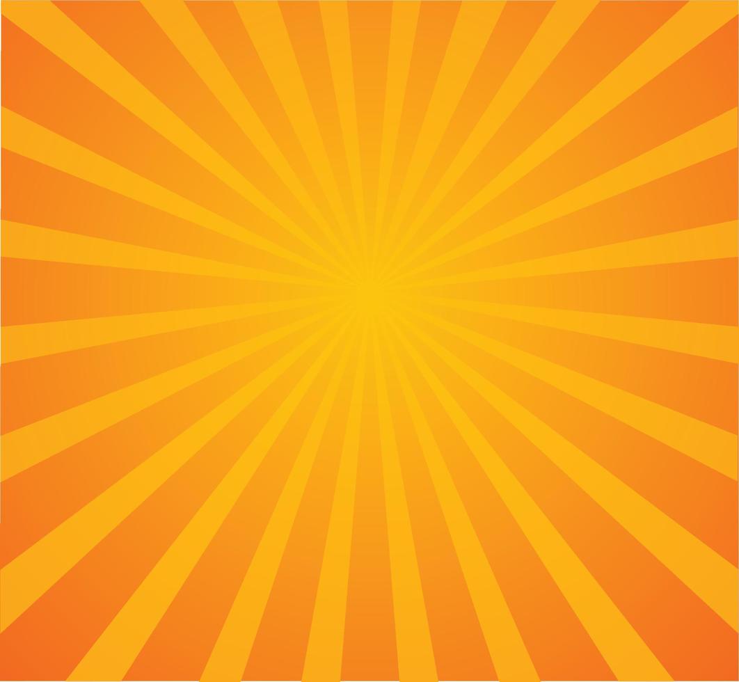 Abstract Background Cartoon Sunlight rays yellow and orange color. Vector flat Illustration.