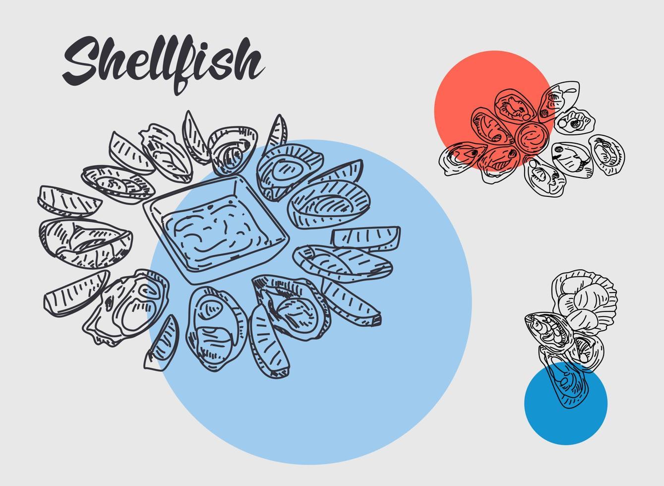 Shellfish Seafood restaurant design element. Vector. vector