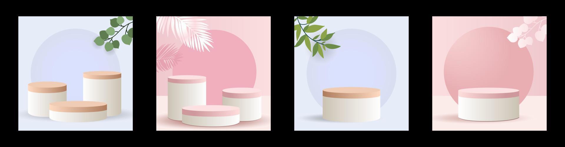 Abstract round minimal scene with geometric forms. vector