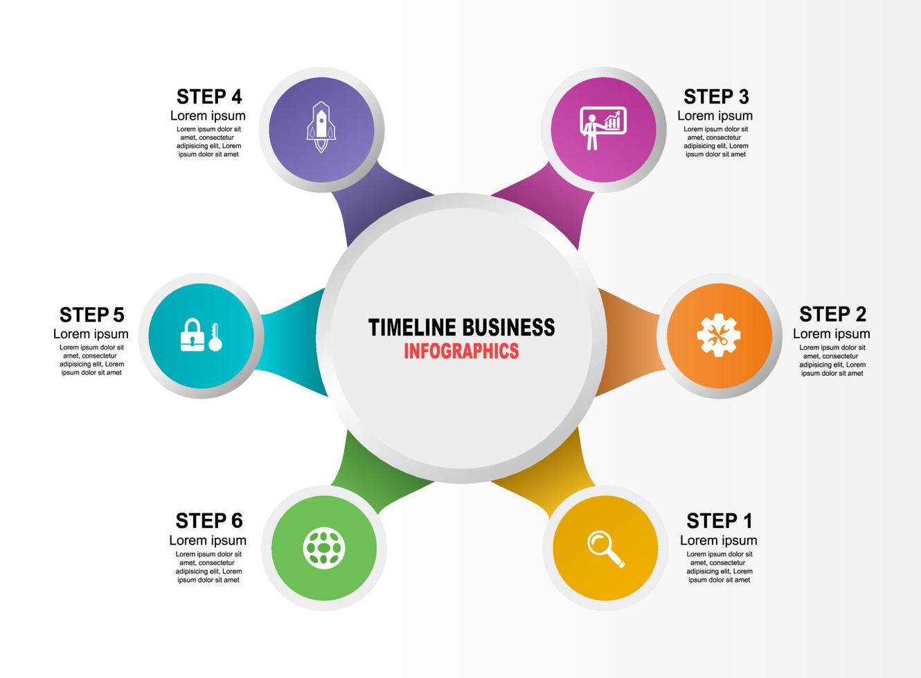 Infographic template with eight steps or options, workflow, process diagram, vector. Symbols, steps for successful business planning Suitable for advertising and presentations. vector