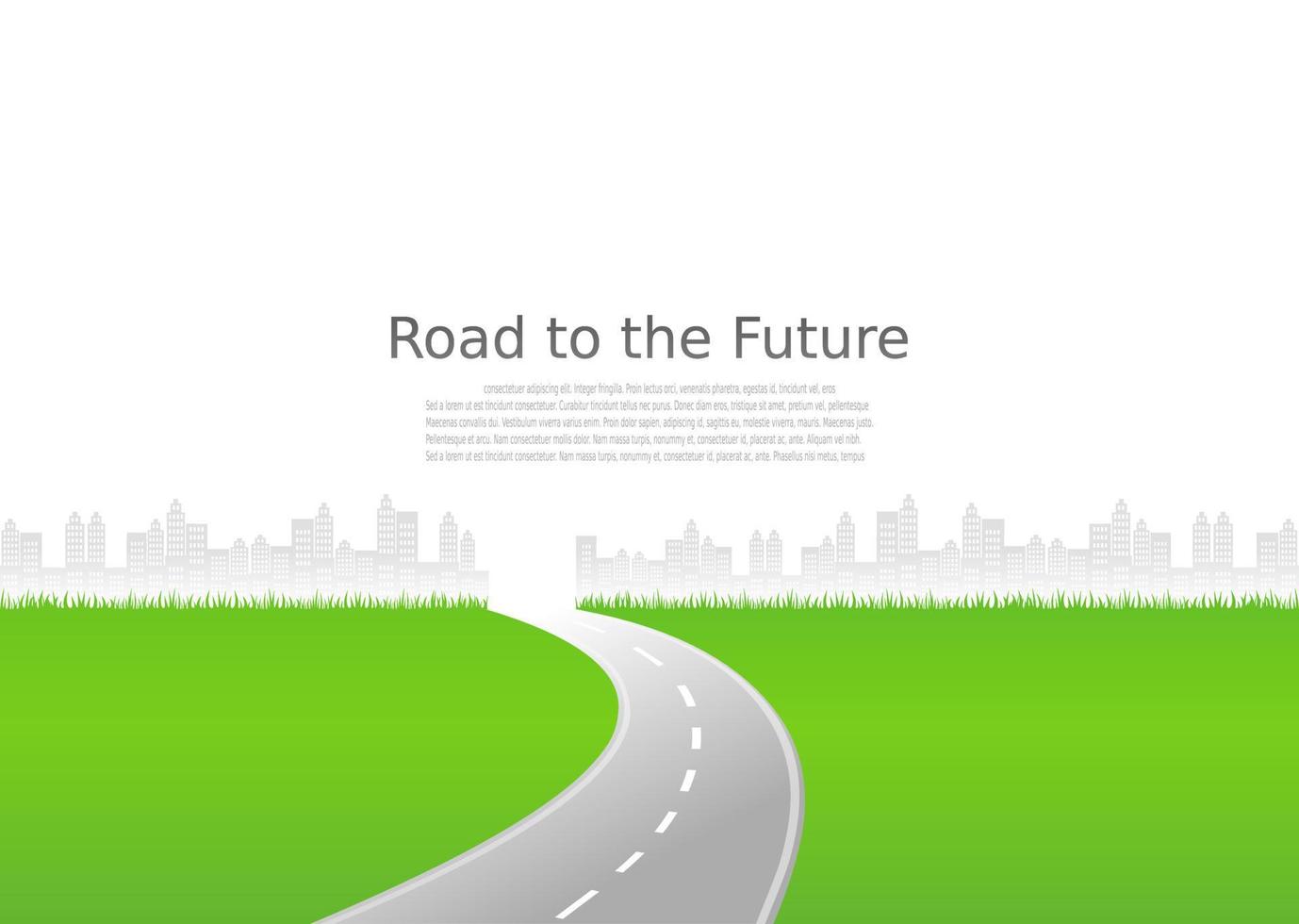 Roadway journey to the future. Asphalt street isolated on city background. Symbols Way to the goal of the end point. Path mean successful business planning Suitable for advertising and presentstation vector