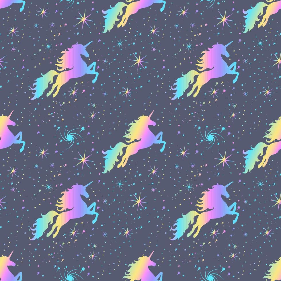 Unicorns and stars. Seamless pattern. vector