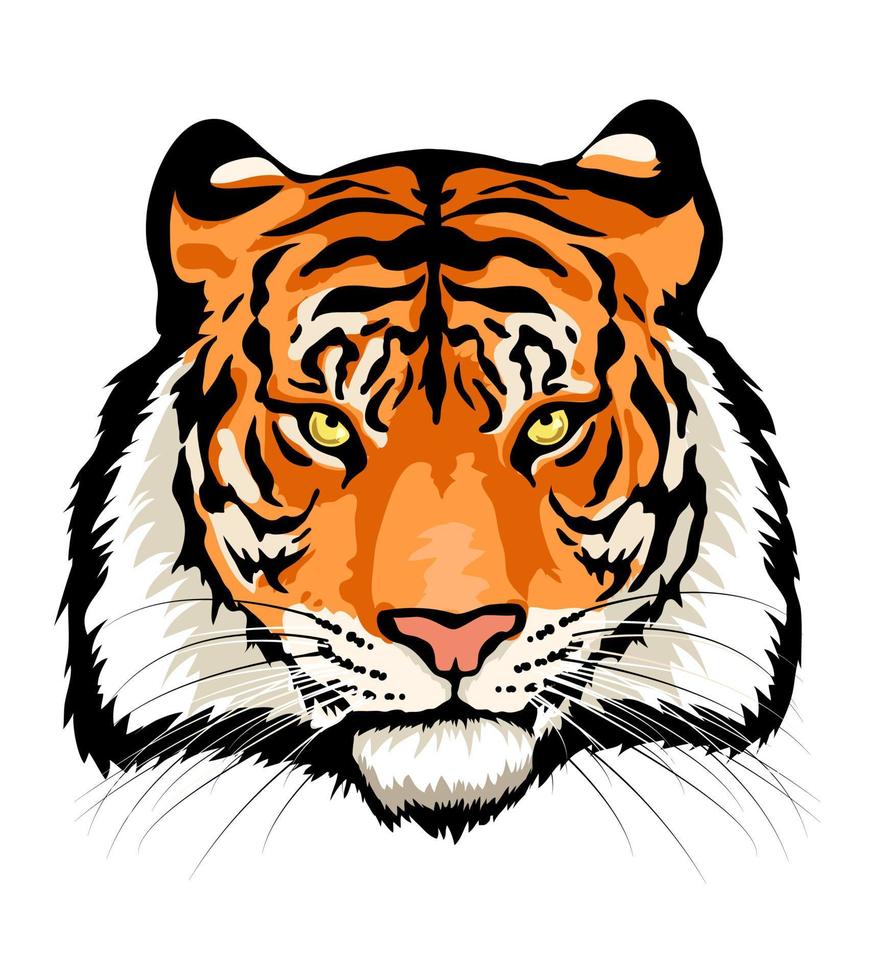 cabeza de tigre aislada sobre fondo blanco. vector