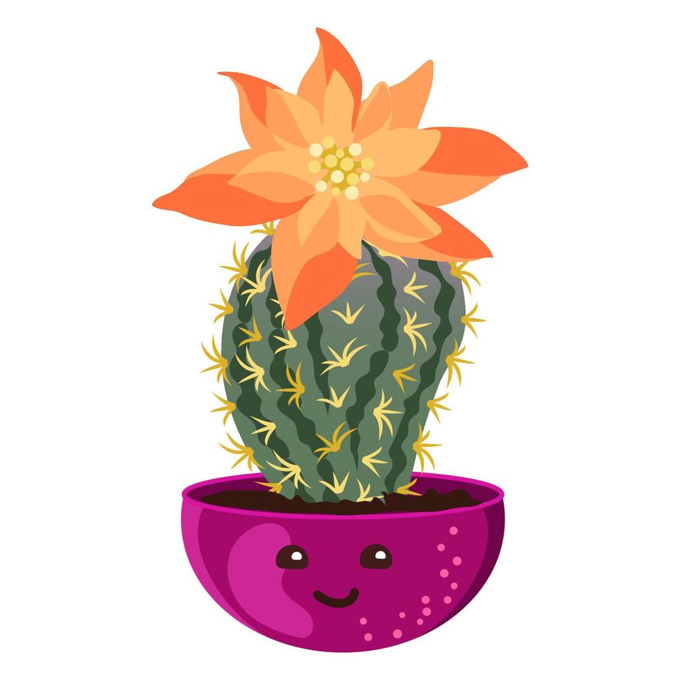 lindo cactus kawaii en macetas. vector