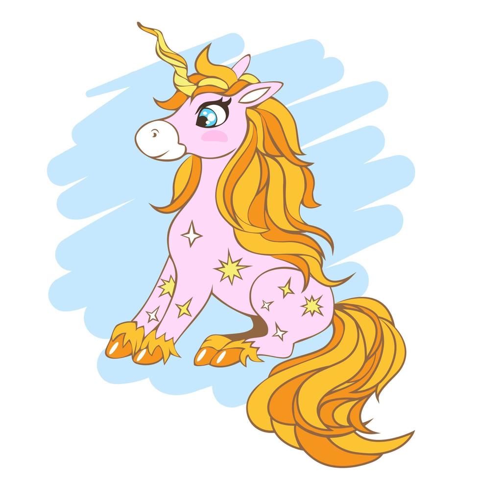 lindo unicornio con estrellas. vector