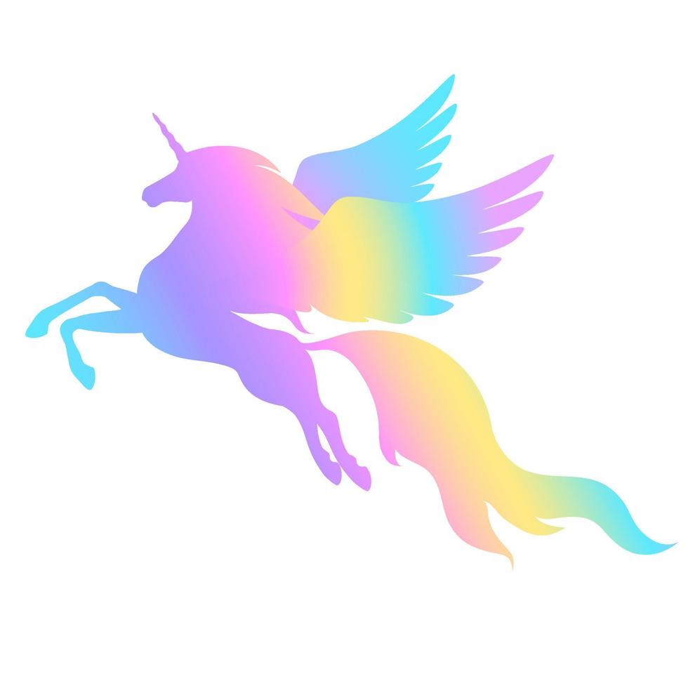 silueta de un unicornio alado. vector