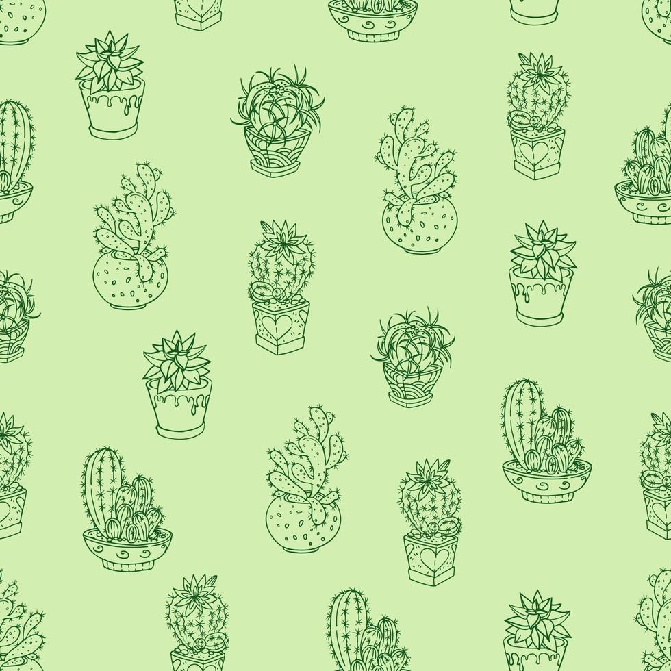 cactus de patrones sin fisuras en macetas. vector