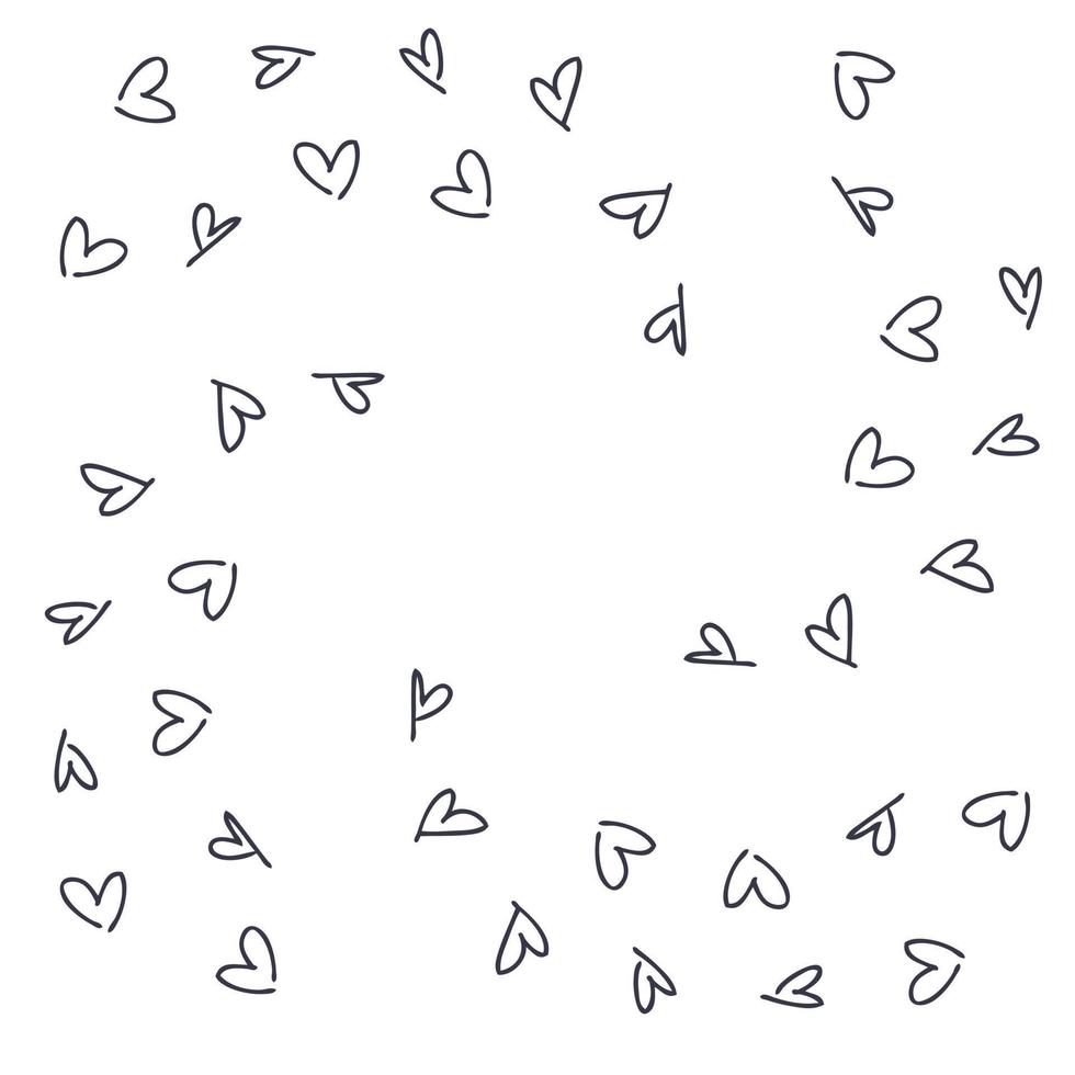 Doodle vector hearts round shape.