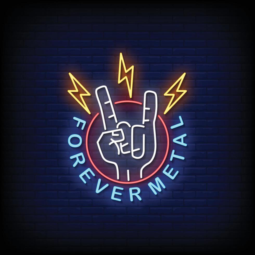 Forever Metal Neon Signs Style Text Vector