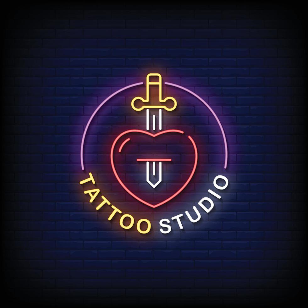 Tattoo Studio Neon Signs Style Text Vector