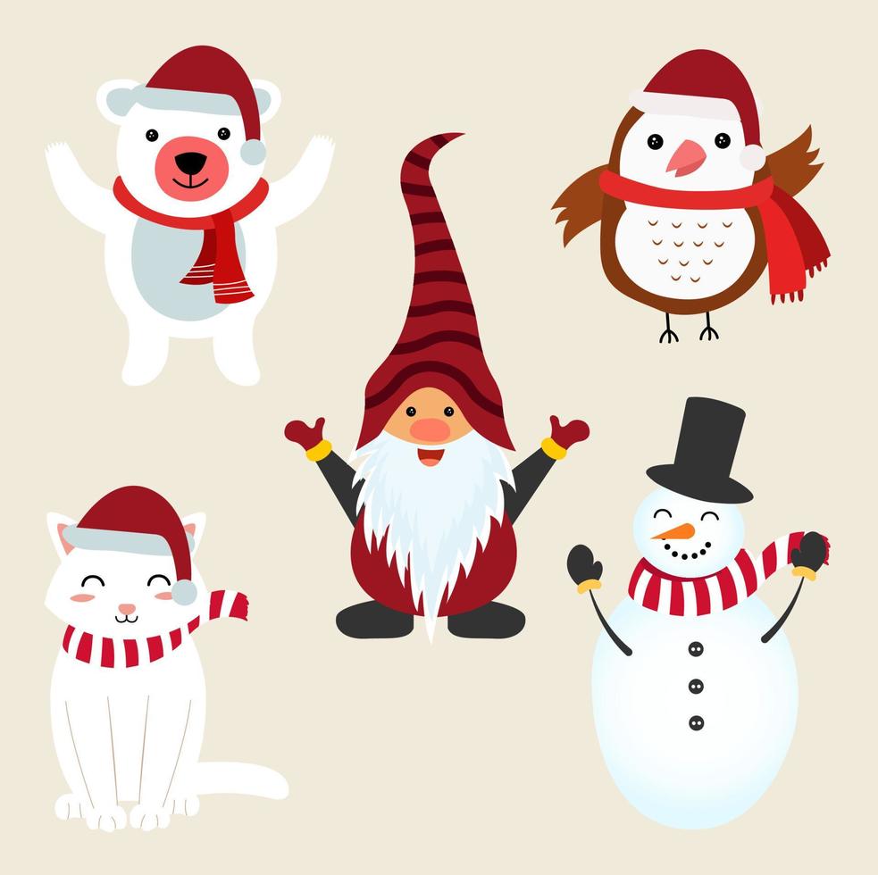 colección de personajes navideños vector