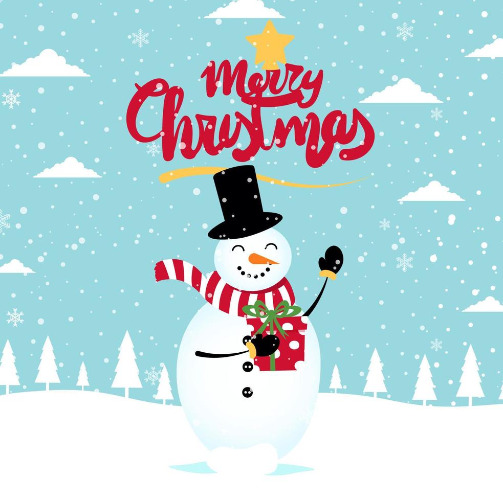 Merry Christmas cartoon cute illustration. vector