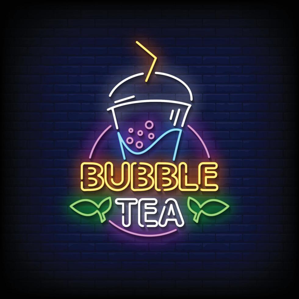 Bubble tea Neon Signs Style Text Vector