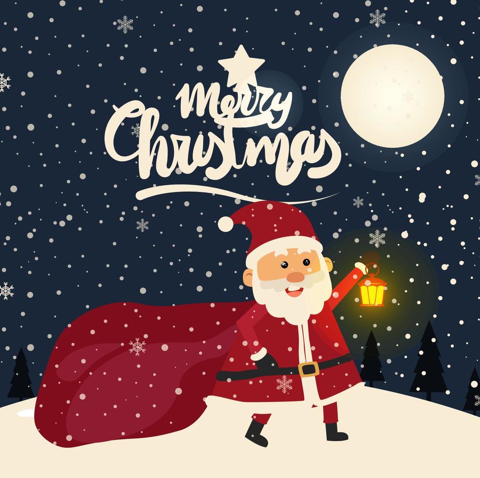 Merry Christmas cartoon cute illustration. vector