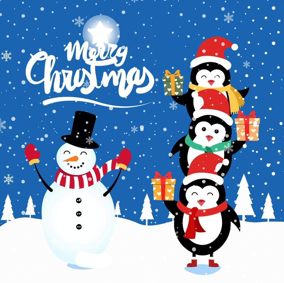 Merry Christmas cartoon cute illustration. vector