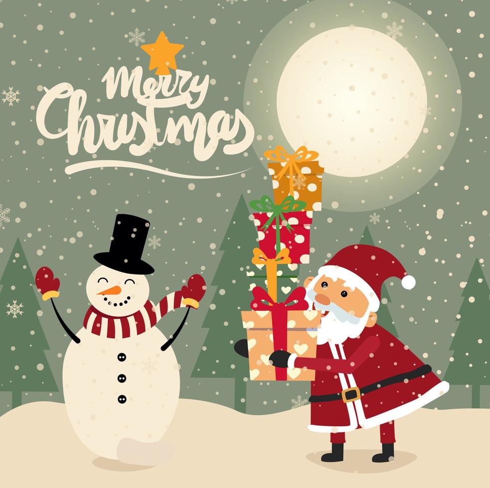 Merry Christmas cartoon cute illustration. vector