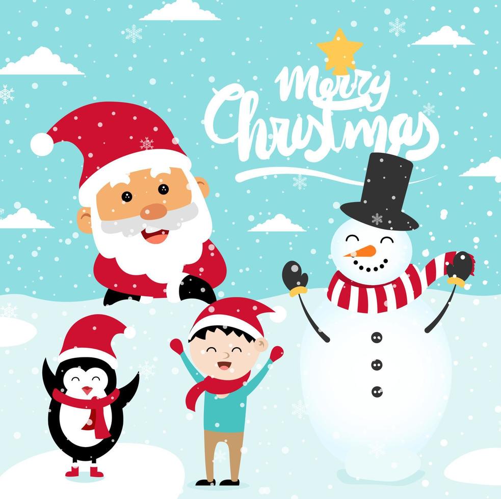 Merry Christmas cartoon cute illustration. vector