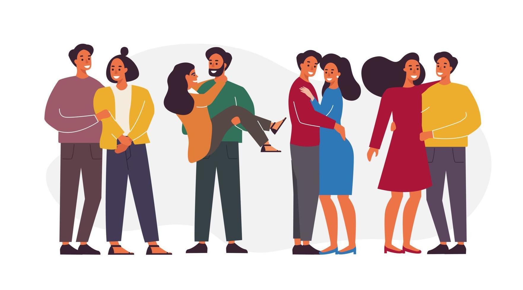 lovely couple character set. hand drawing style vector illustration flat design