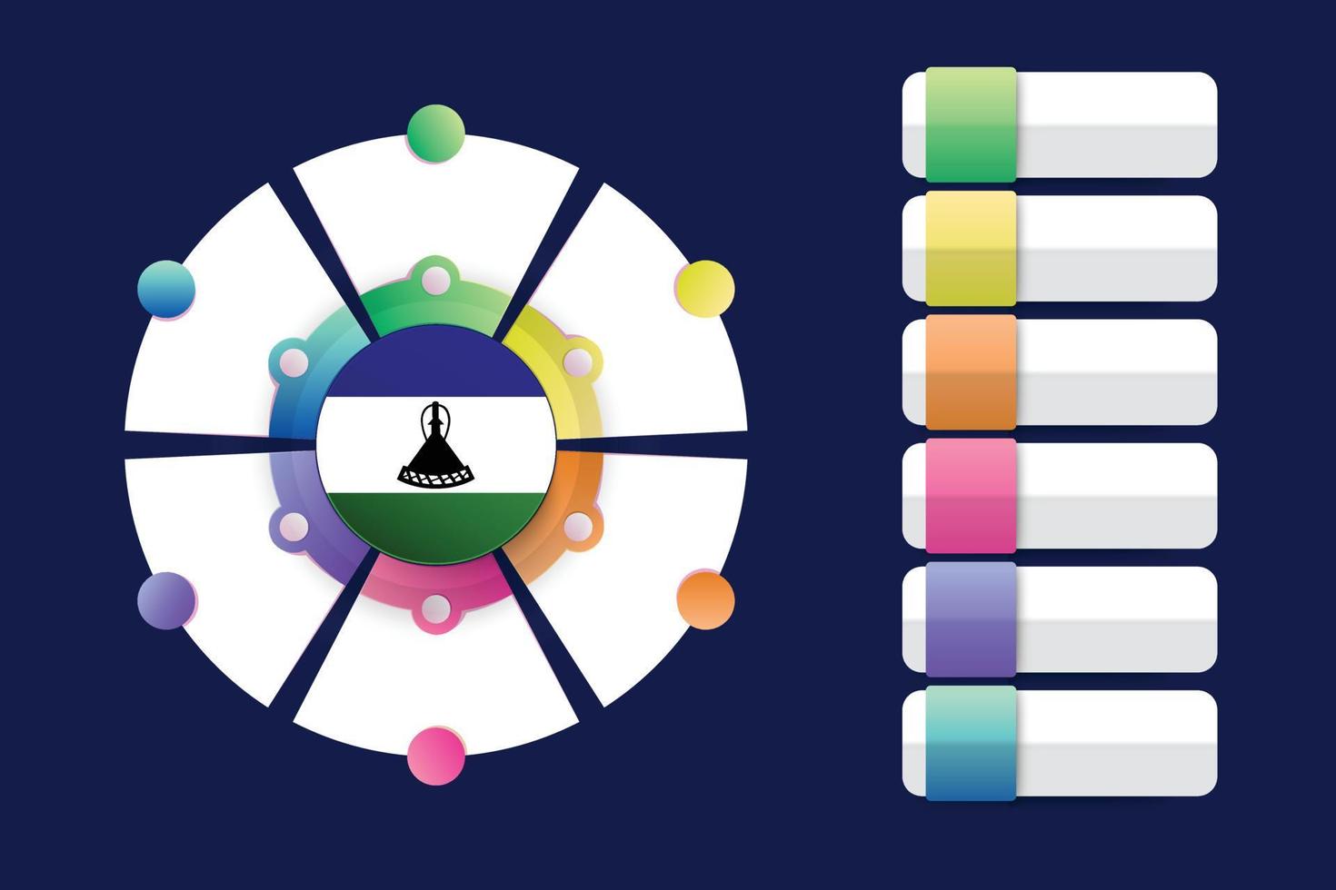 Lesotho Flag with Infographic Design Incorporate with divided round shape vector