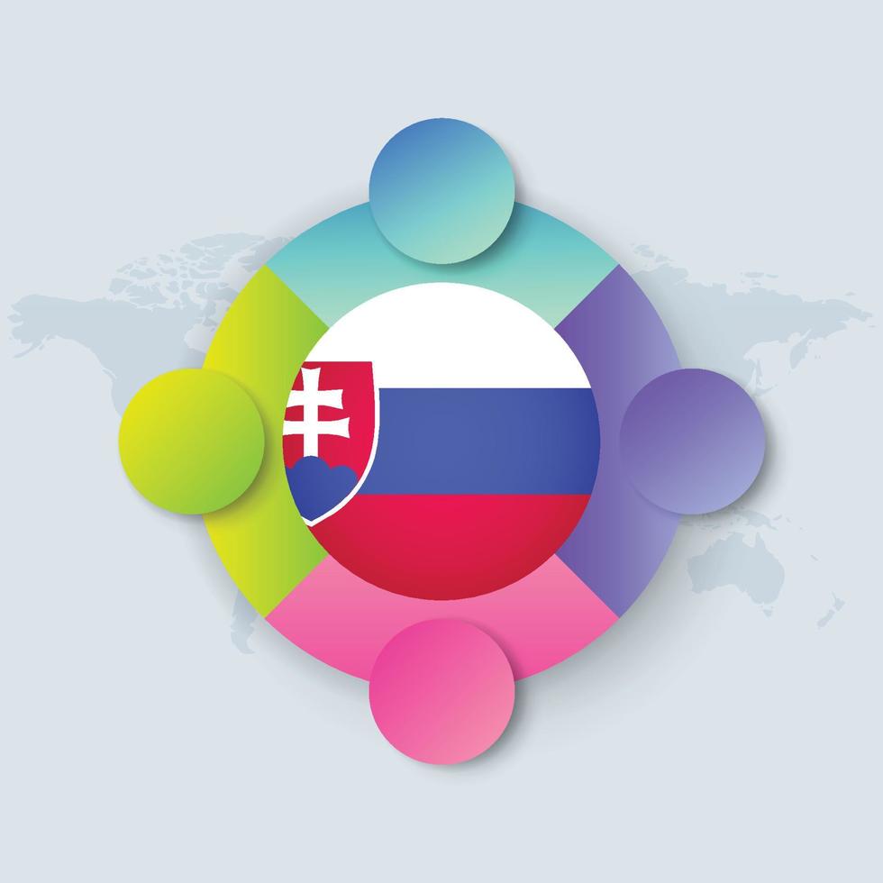 Slovakia Flag with Infographic Design isolated on World map vector