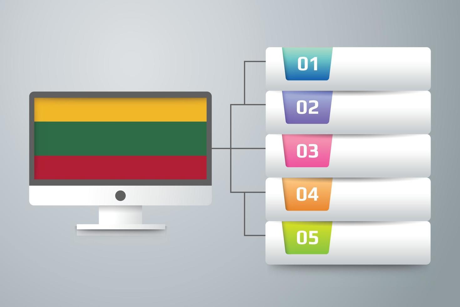 Lithuania Flag with Infographic Design Incorporate with Computer Monitor vector