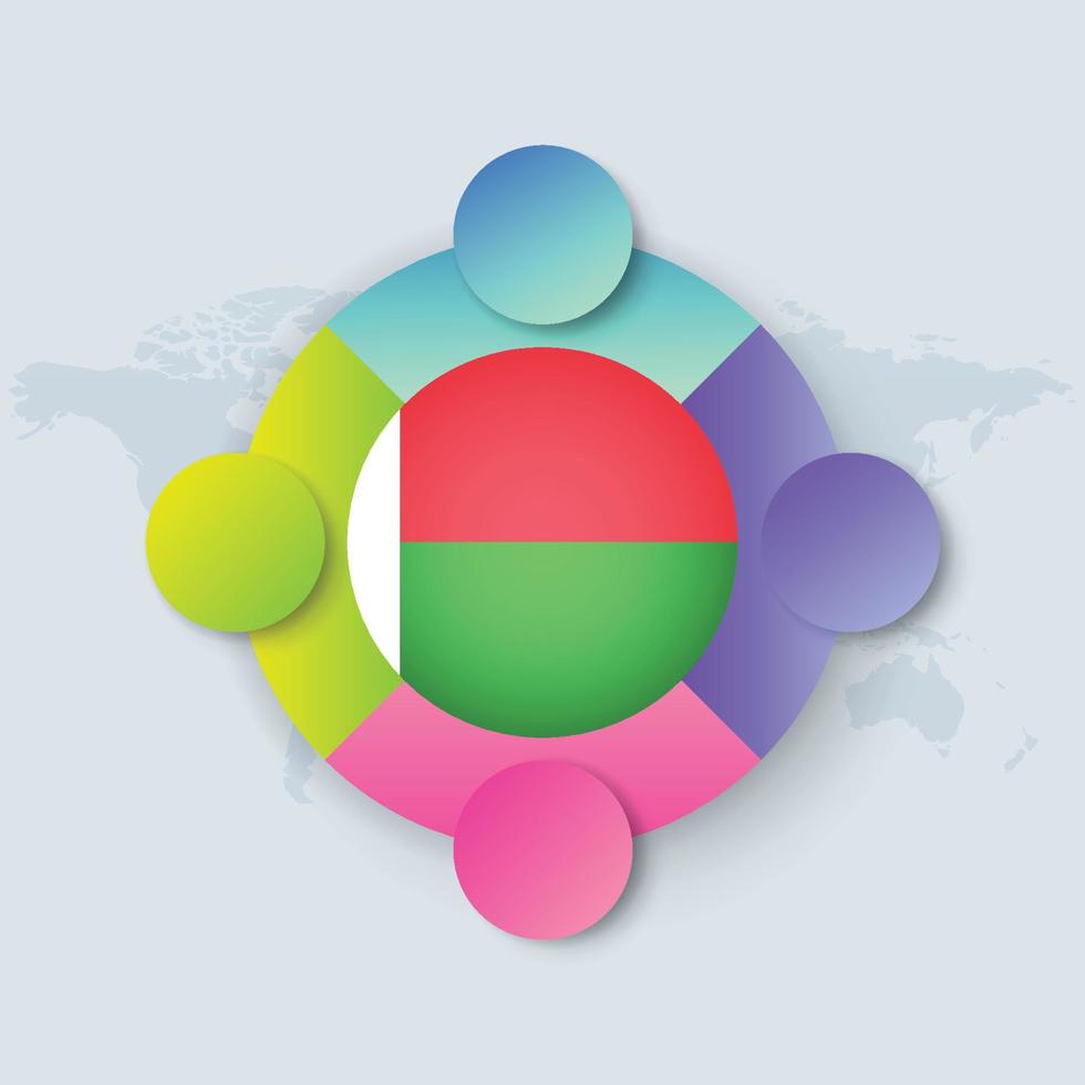 Madagascar Flag with Infographic Design isolated on World map vector