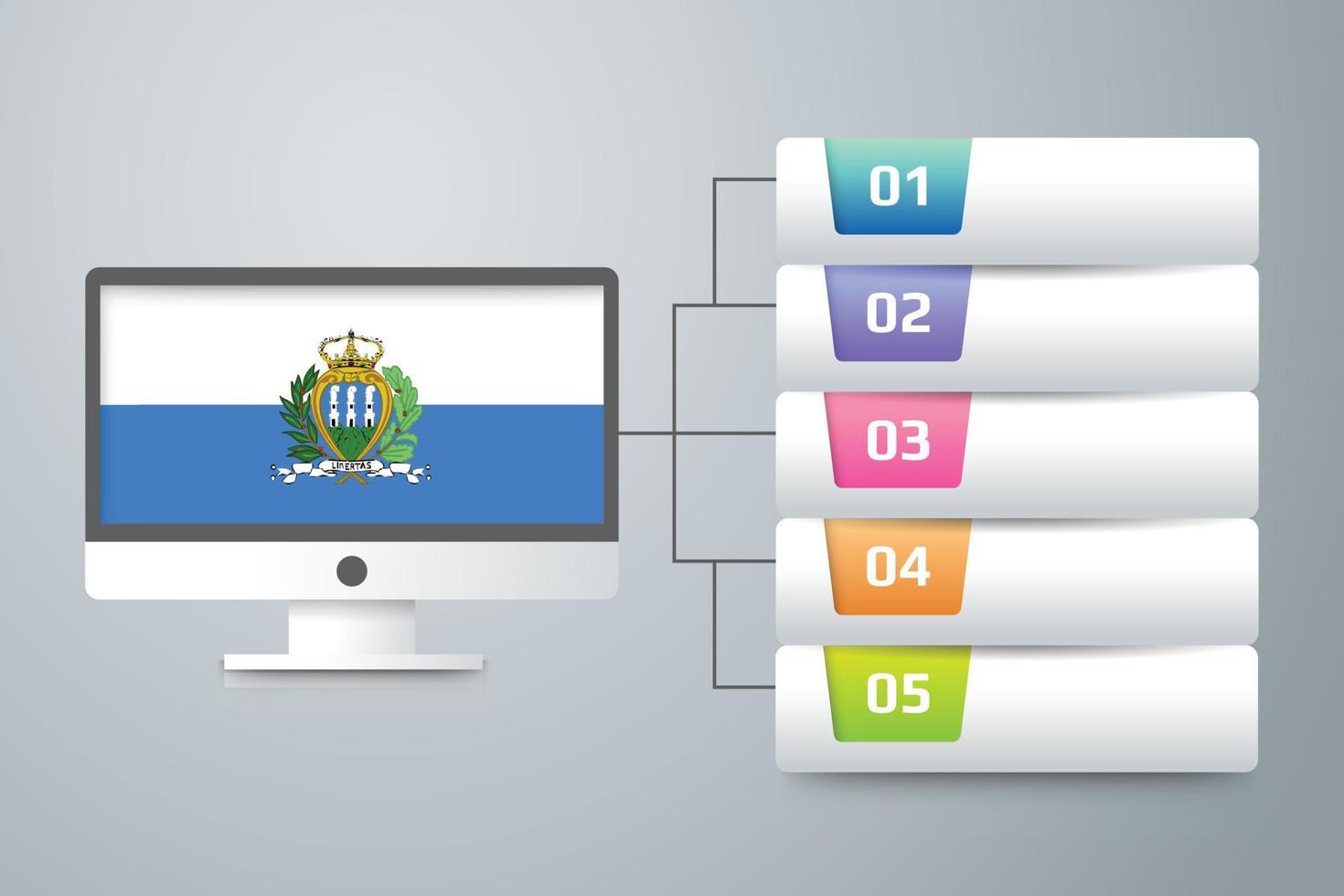 San Marino Flag with Infographic Design Incorporate with Computer Monitor vector