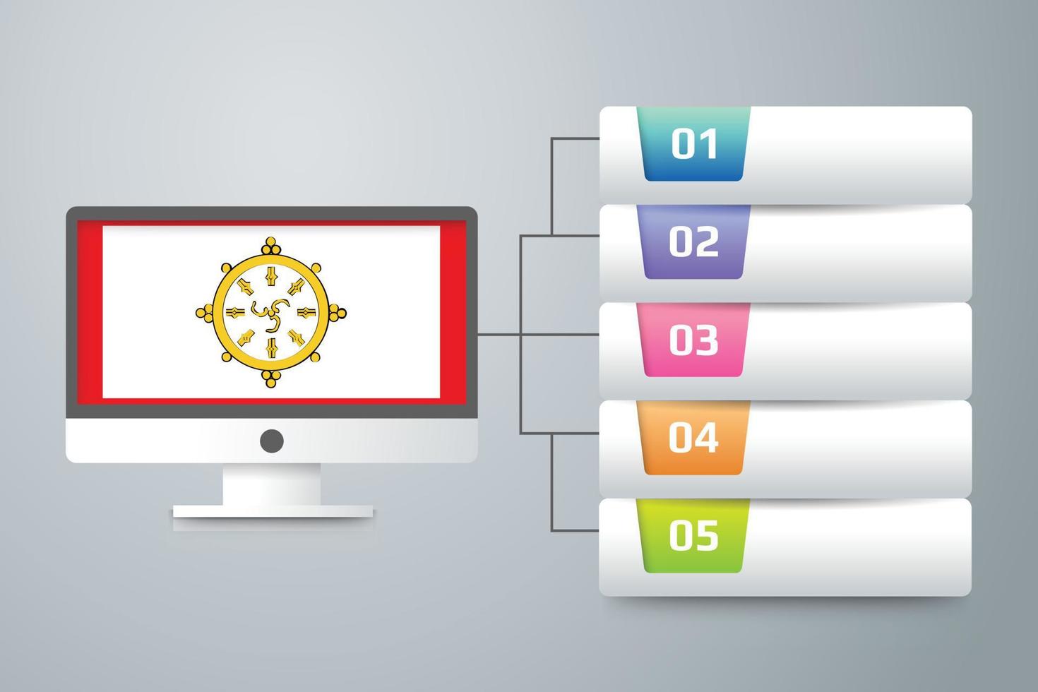 bandera sikkim con diseño infográfico incorporado con monitor de computadora vector