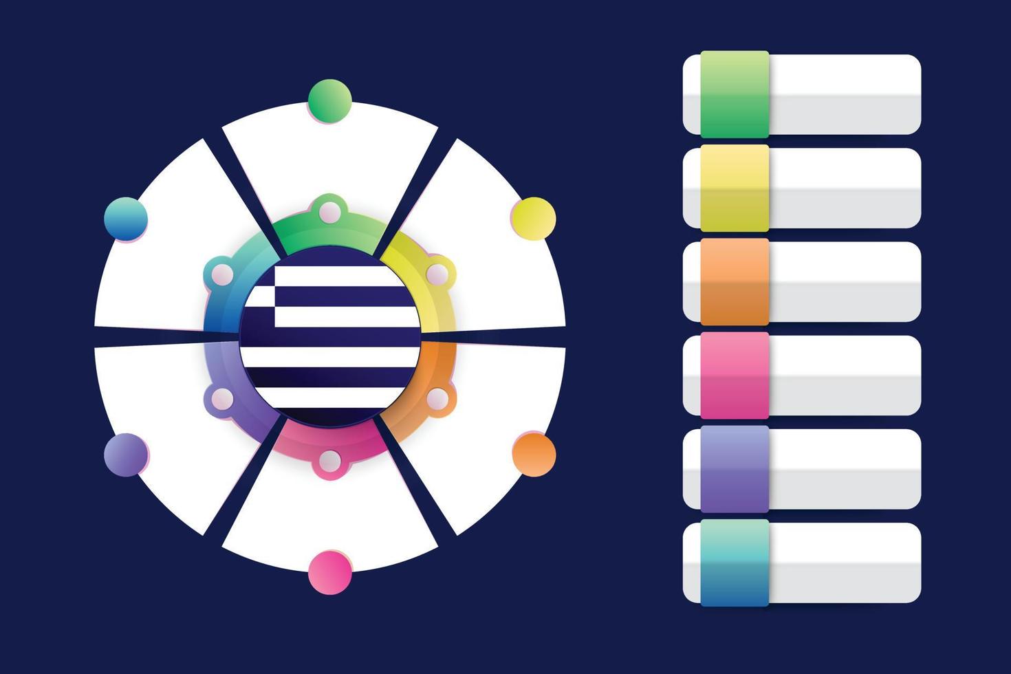 Greece Flag with Infographic Design Incorporate with divided round shape vector