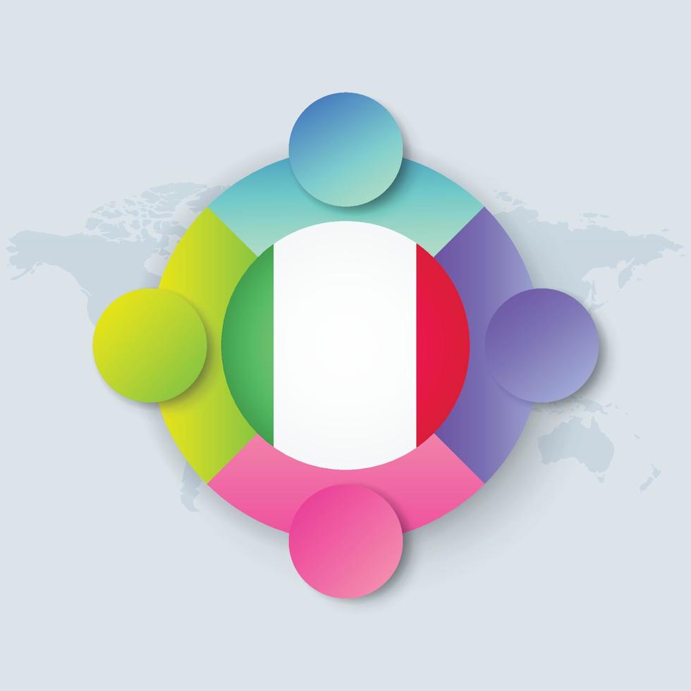 Italy Flag with Infographic Design isolated on World map vector