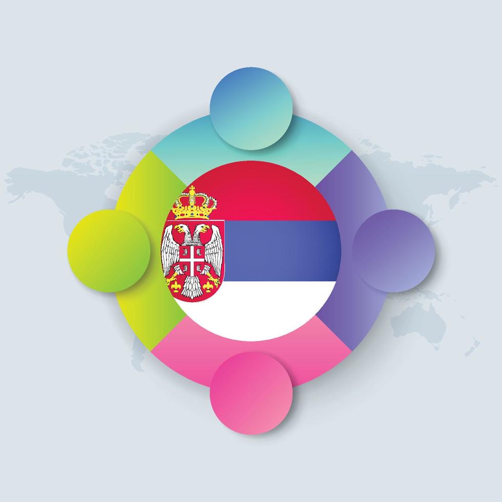 Serbia Flag with Infographic Design isolated on World map vector