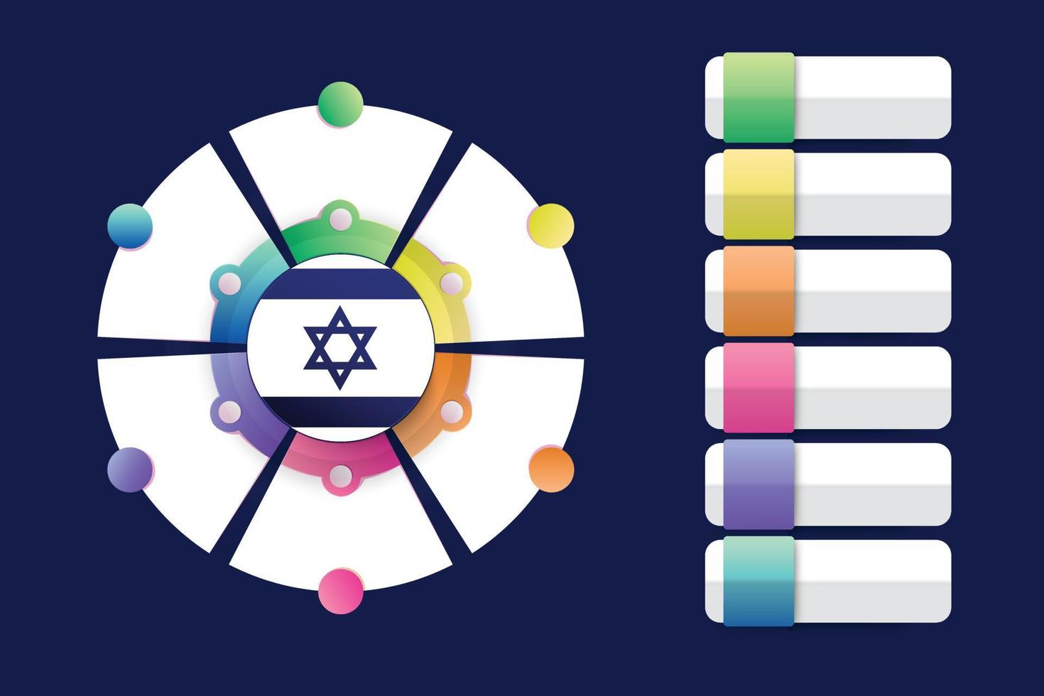 bandera de israel con diseño infográfico incorporado con forma redonda dividida vector