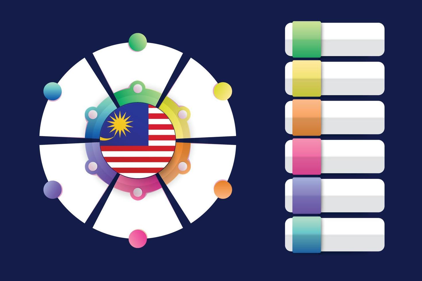 Malaysia Flag with Infographic Design Incorporate with divided round shape vector