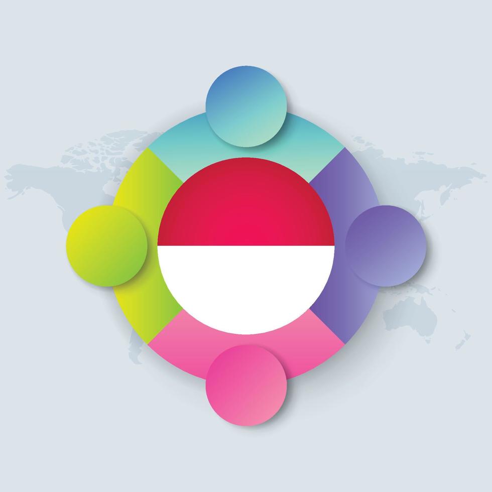 Indonesia Flag with Infographic Design isolated on World map vector