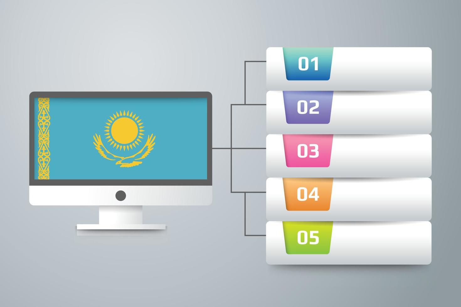 Kazakhstan Flag with Infographic Design Incorporate with Computer Monitor vector