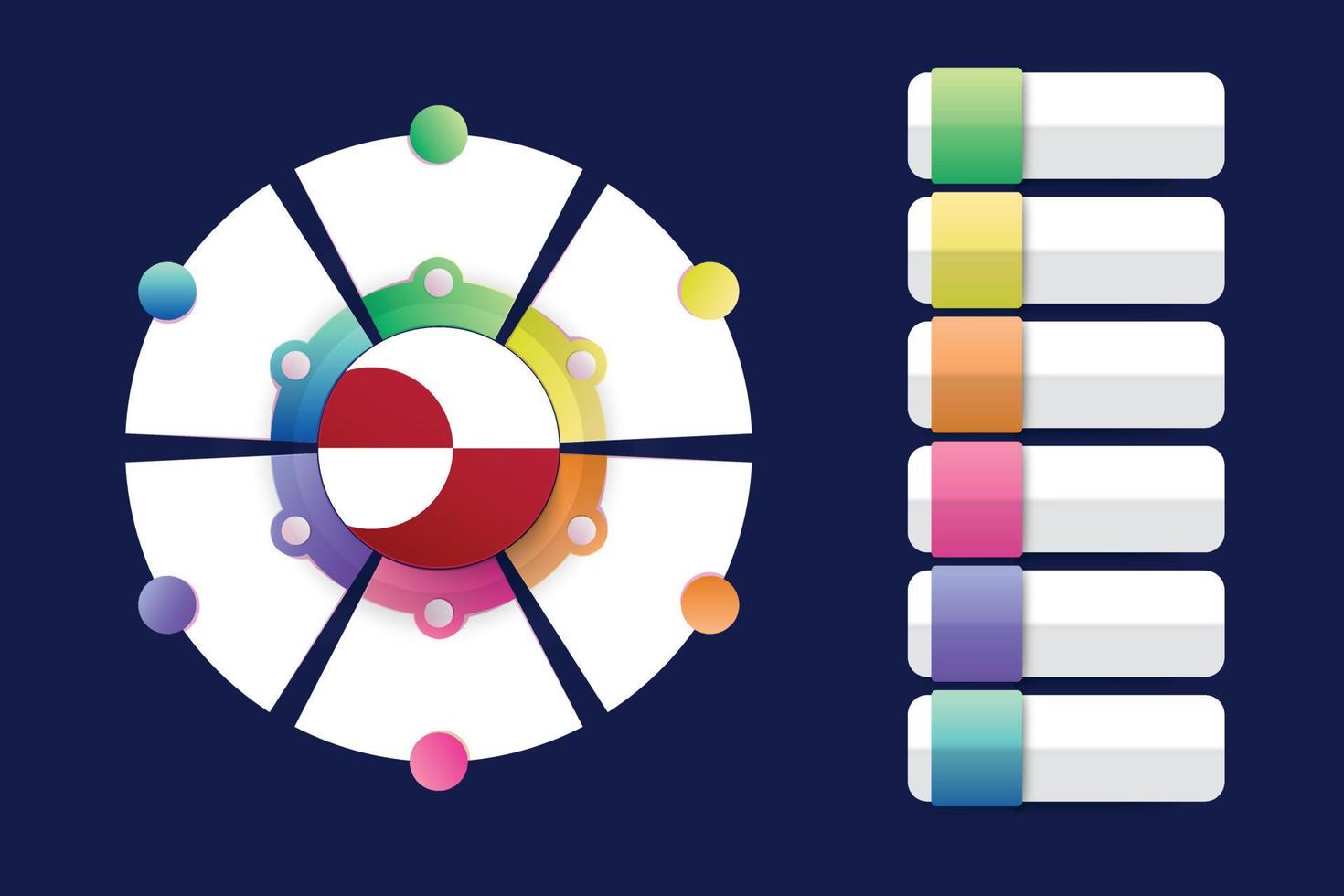 Greenland Flag with Infographic Design Incorporate with divided round shape vector
