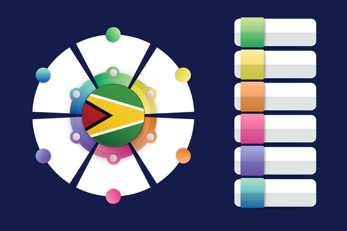Guyana Flag with Infographic Design Incorporate with divided round shape vector