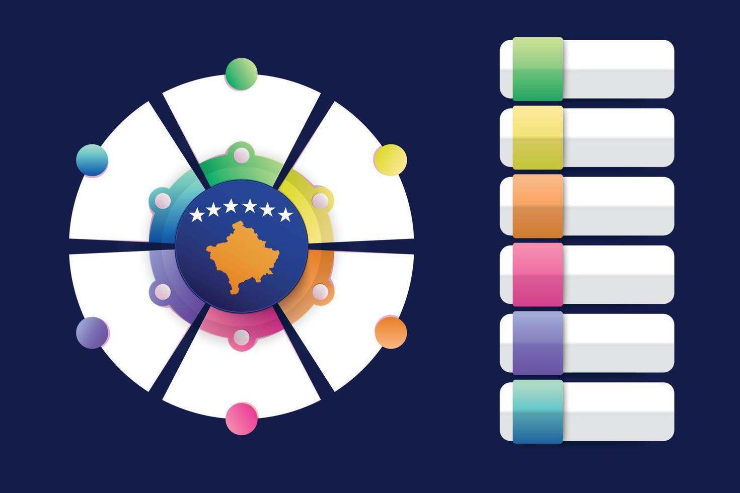 Kosovo Flag with Infographic Design Incorporate with divided round shape vector