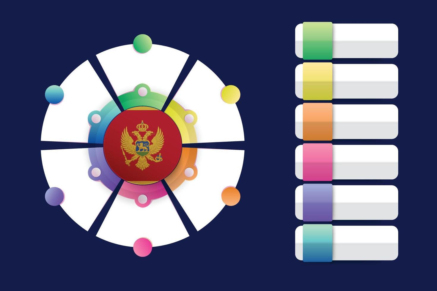 Montenegro Flag with Infographic Design Incorporate with divided round shape vector