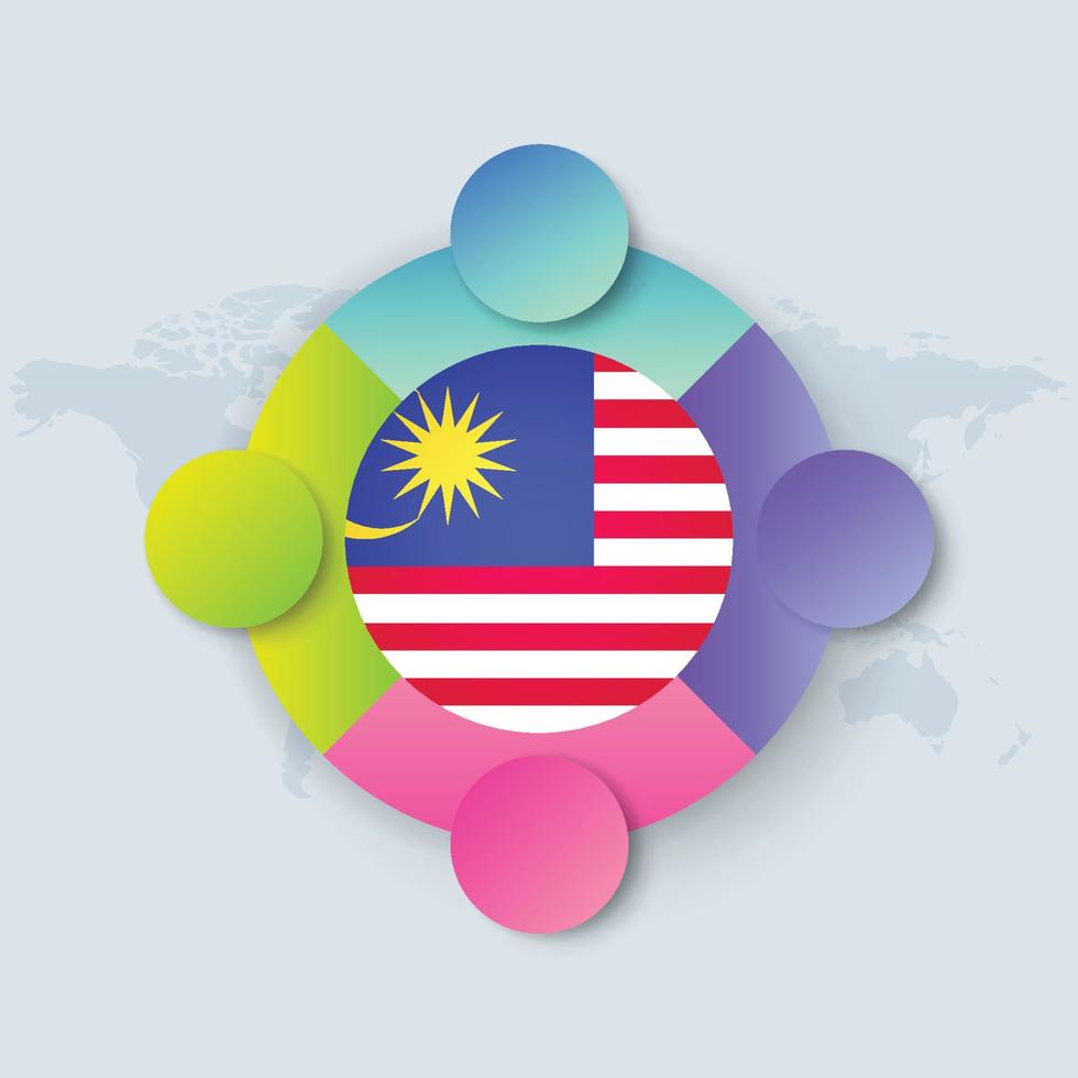 Malaysia Flag with Infographic Design isolated on World map vector