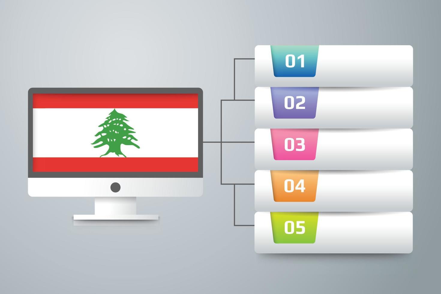 Lebanon Flag with Infographic Design Incorporate with Computer Monitor vector