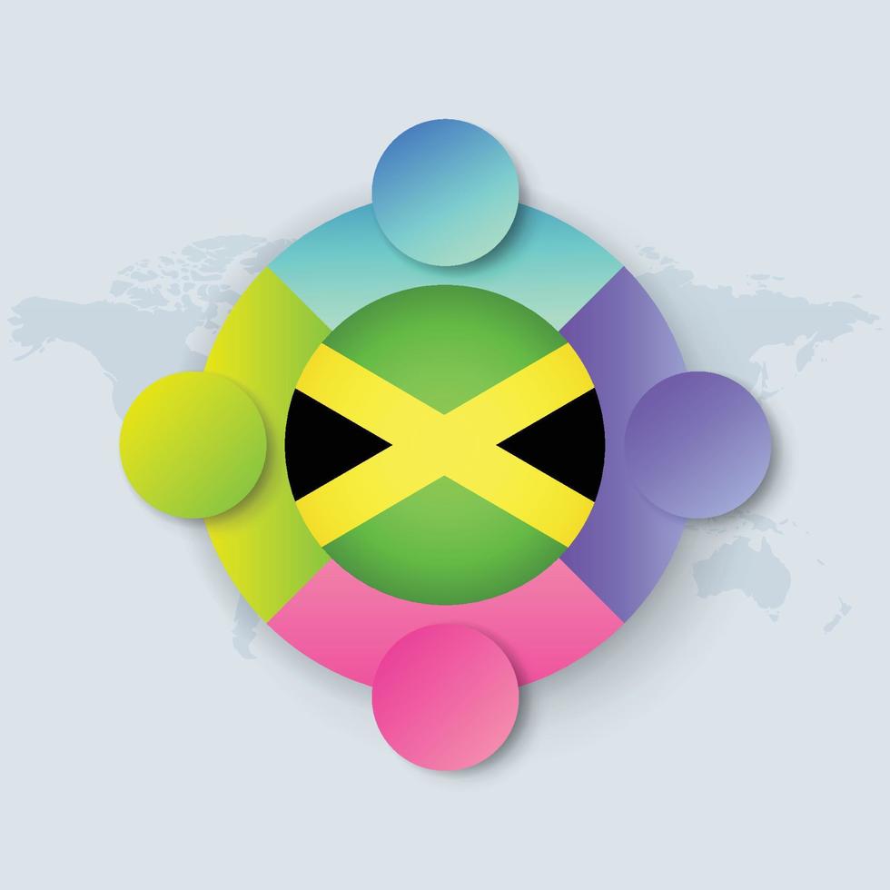 Jamaica Flag with Infographic Design isolated on World map vector