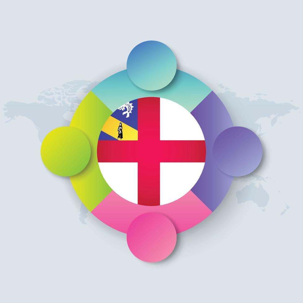 Bandera de herm con diseño infográfico aislado en el mapa del mundo vector