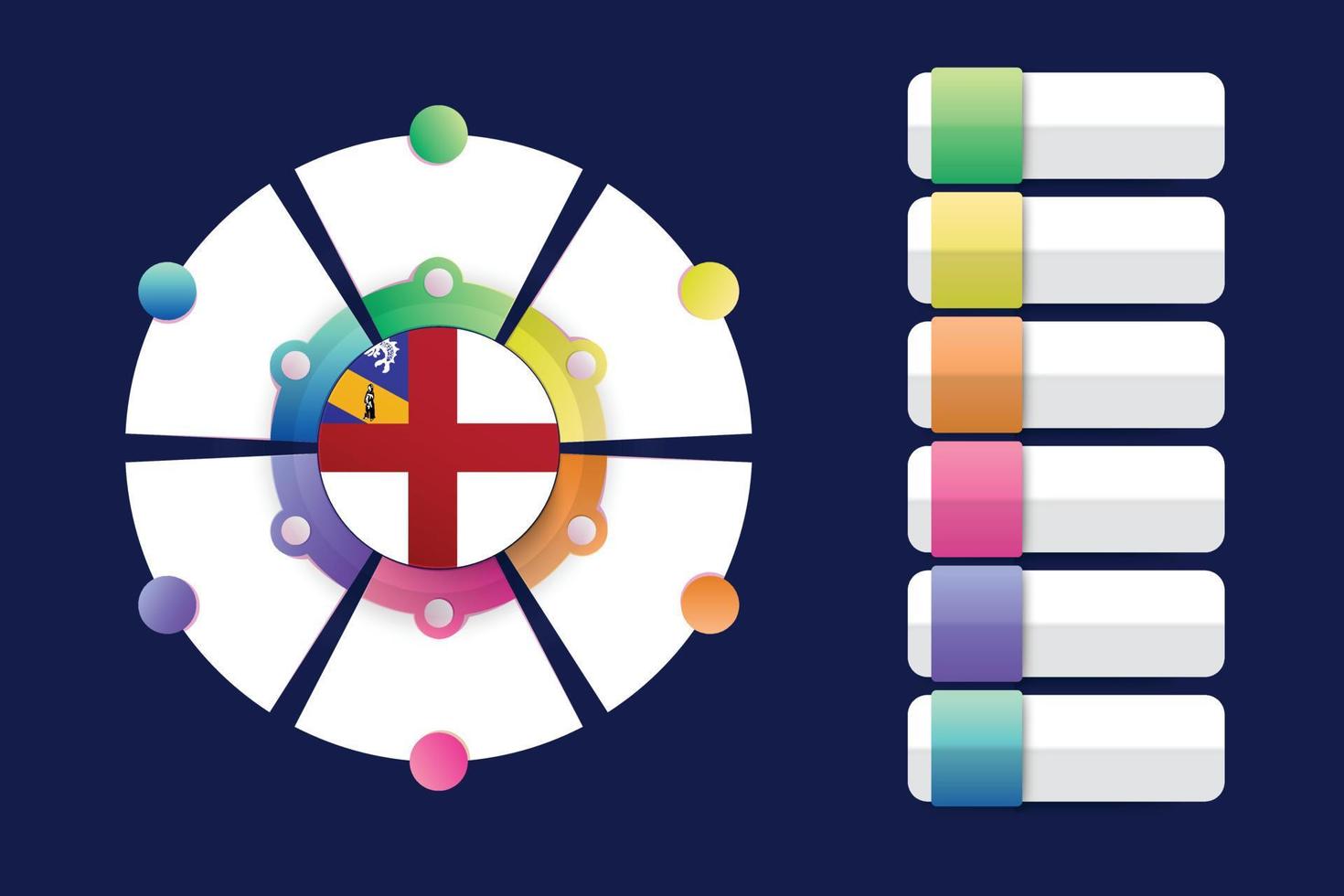 Herm Flag with Infographic Design Incorporate with divided round shape vector