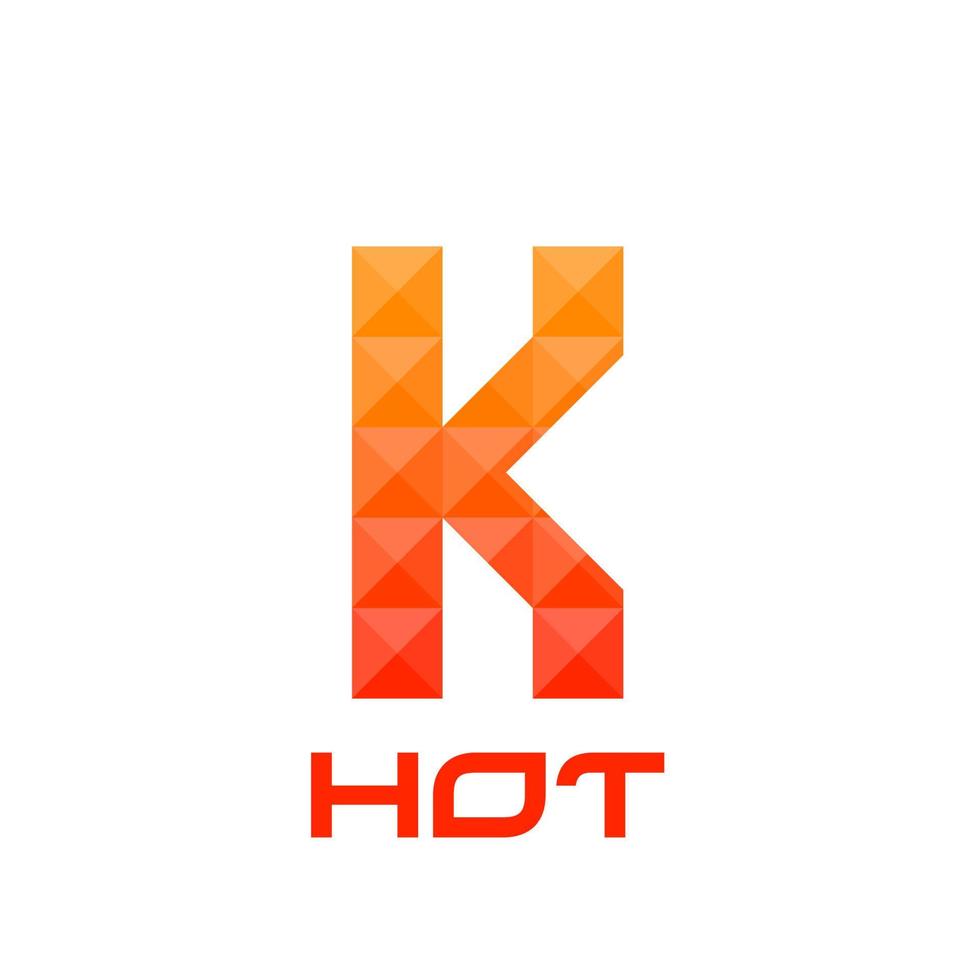 Letter K logo with bright fire colors concept. Good for print, business logo, design element, t-shirt design etc. Vector illustration.