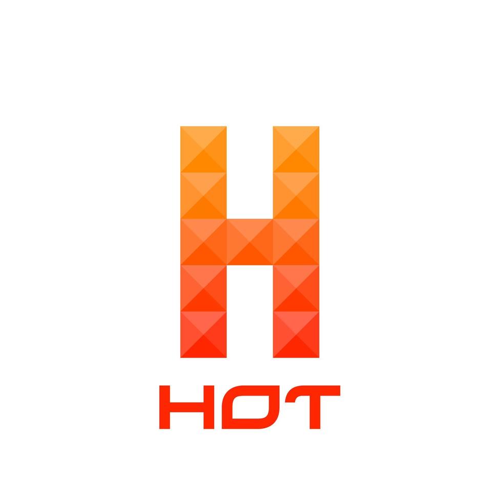 Letter H logo with bright fire colors concept. Good for print, business logo, design element, t-shirt design etc. Vector illustration.