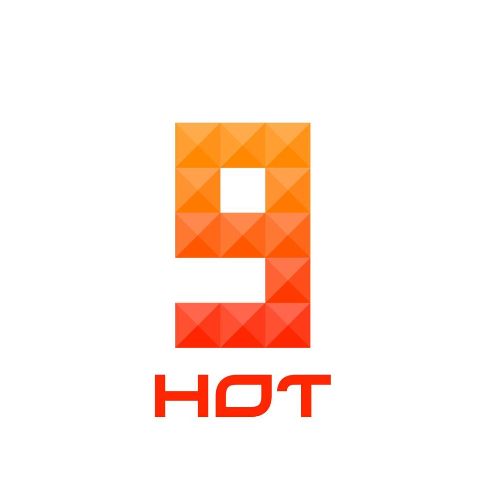 Number 9 logo with bright fire colors concept. Good for print, business logo, design element, t-shirt design etc. vector